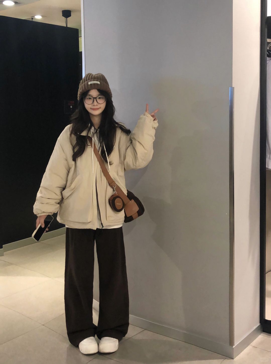 ❄️入冬的第一件杏色棉服好好看！！！