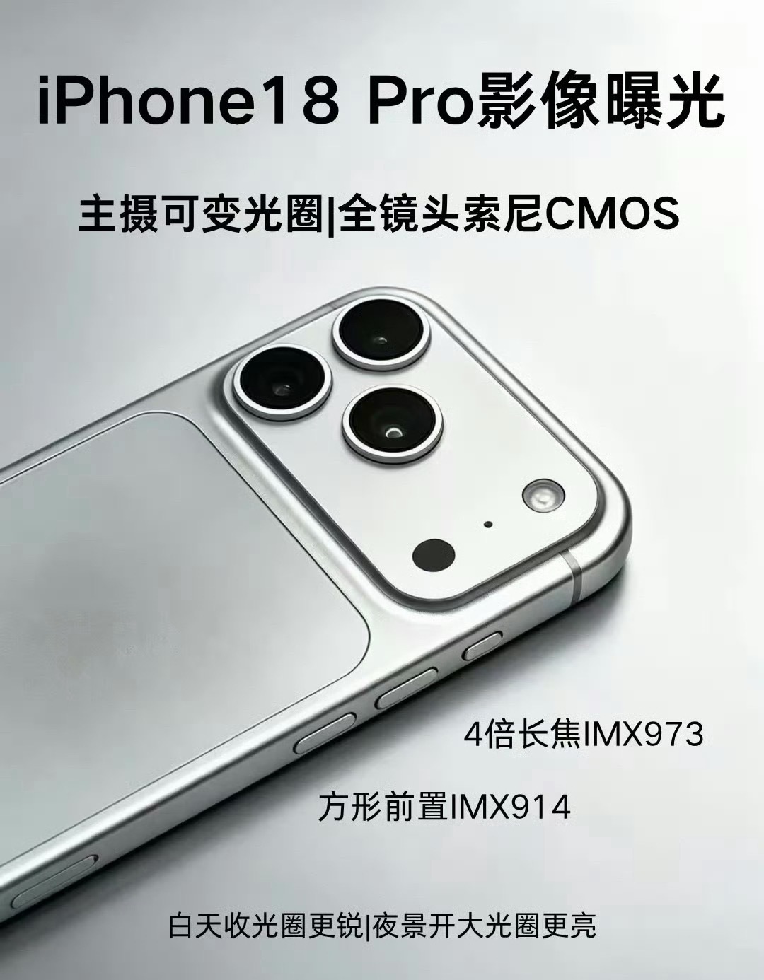 iPhone18Pro相机3大升级长焦能有提升就好了，可变光圈国产其他厂商已经验