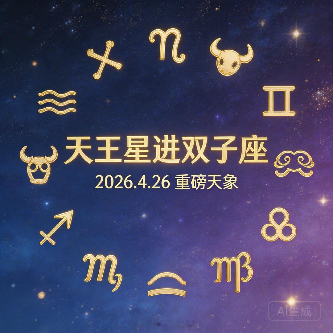 【重磅天象】天王星进双子座｜十二星座影响与建议📅 2026年4月26日，天王星
