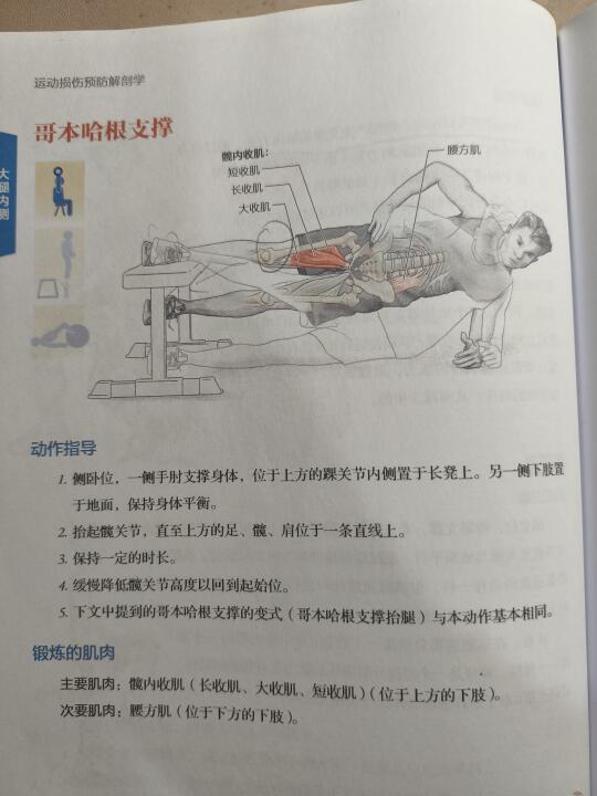 动态哥本哈根支撑，髋内收肌力量训练