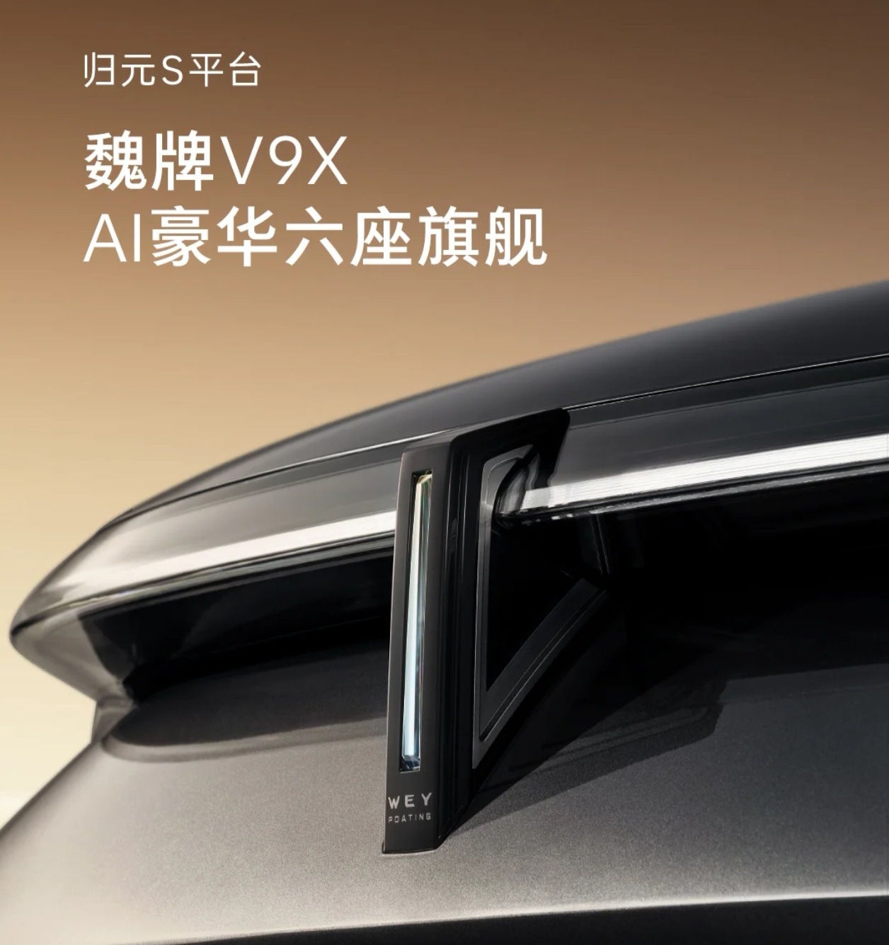 魏牌旗舰6座SUV定名V9X，又来一个9字辈，看预告图前脸很有特色。 