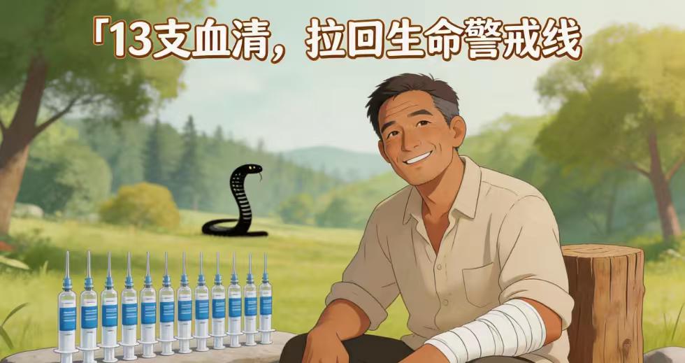田间劳作时，一条2米长、5斤重的眼镜王蛇突然窜出，一口咬在村民手上。不到半小时，