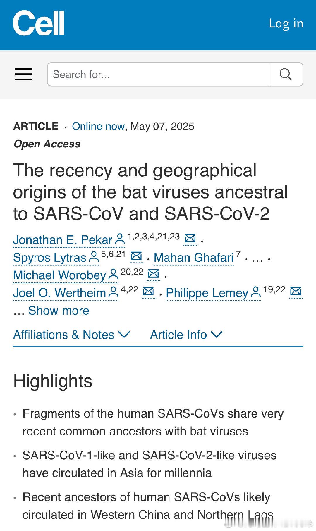 顶刊《细胞》对coronavirus 的最新研究 ​​​