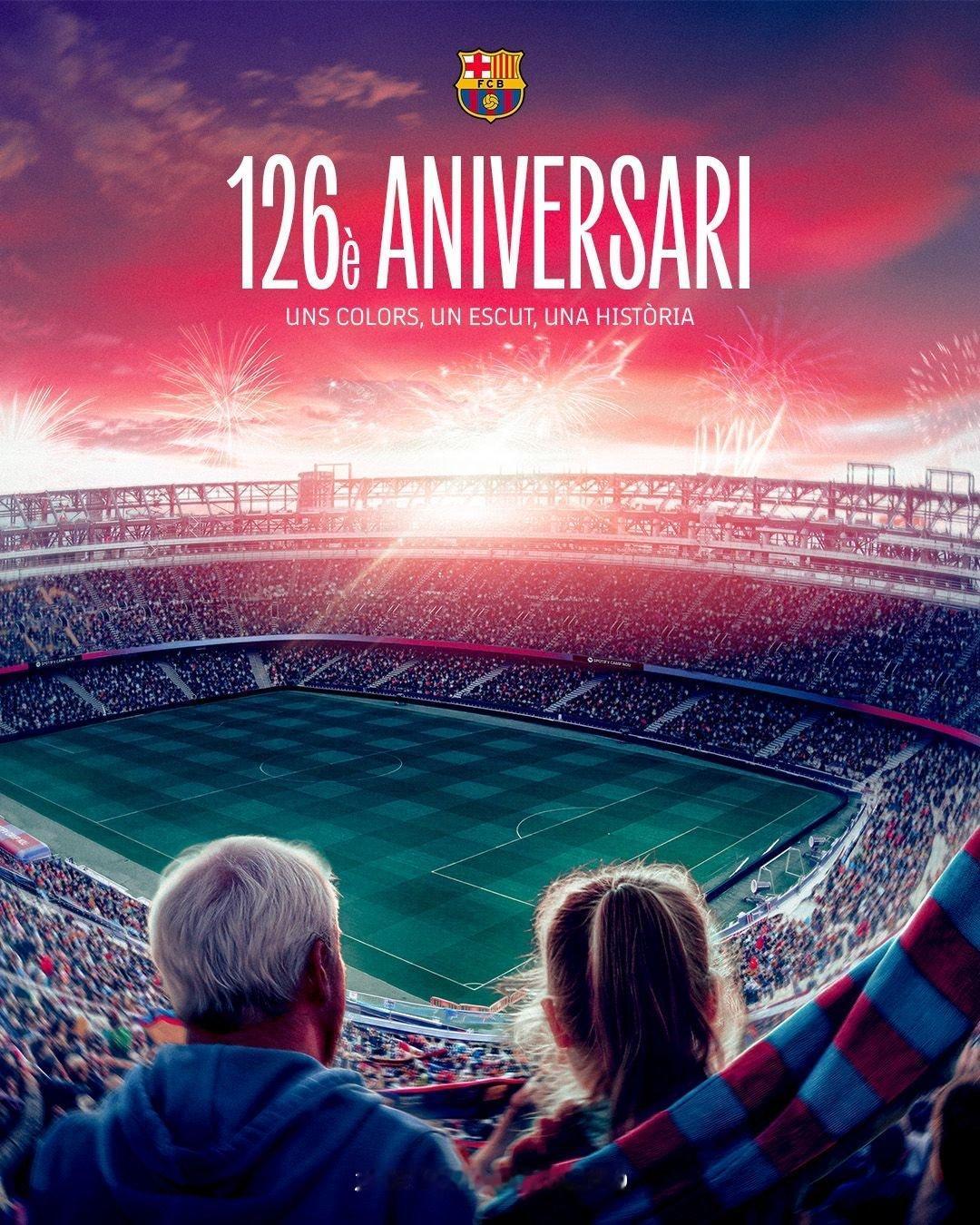 巴萨官方：巴萨126周年快乐！ 🎂 多年来我们付出了无数努力，也取得了许多进球