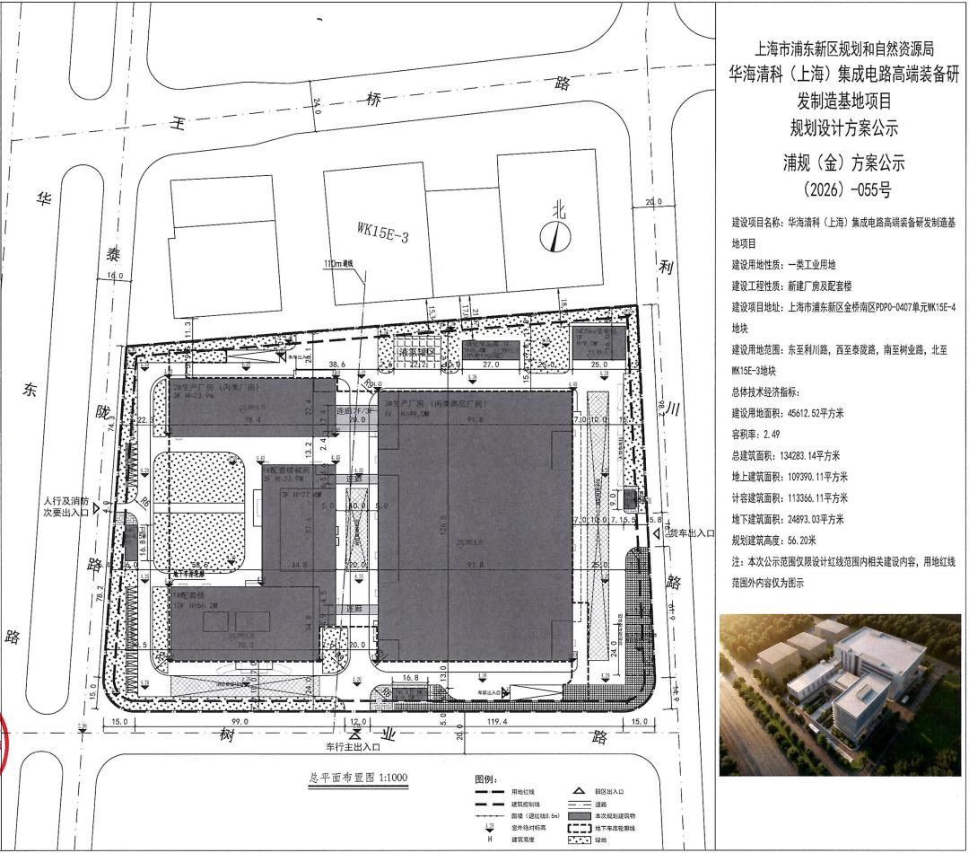 要“大发”了！上市半导体装备企业落子川沙！13.4万㎡！
 华海清科落子金桥南区