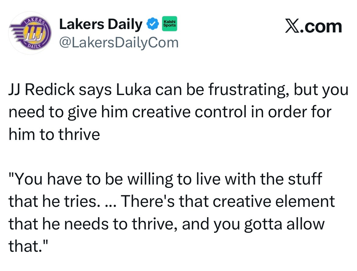 雷迪克表示：卢卡有时候确实会让人觉得头疼，但你得给他足够的战术自由度，他才能打出