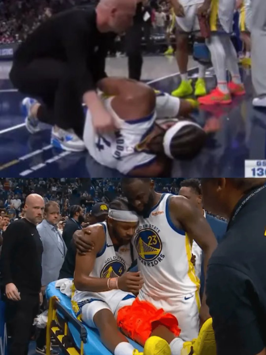 有点儿吓人，希望没事儿，勇士点太背了有点勇士加时战胜独行侠 穆迪重伤 库里痛苦抱