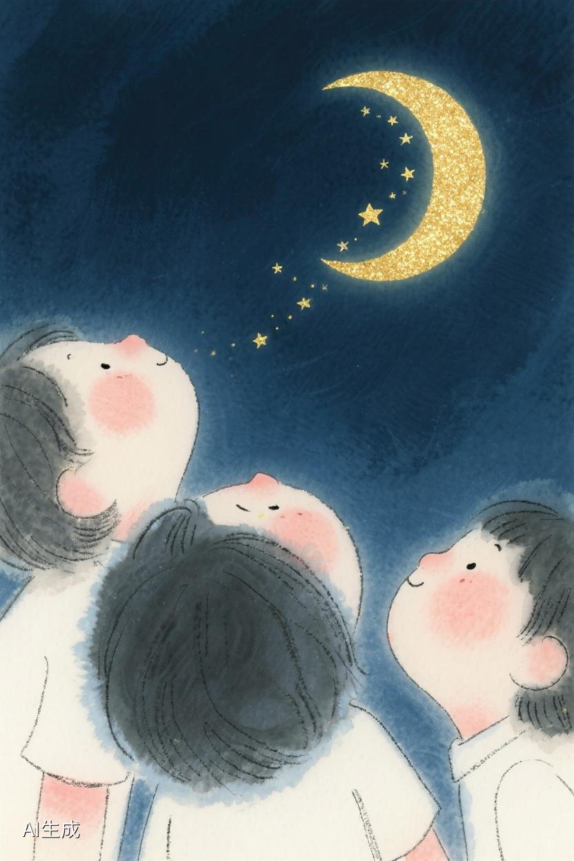 AI随心绘仰望夜空那弯新月与繁星，仿若踏入梦幻之境，心也随之沉浸于无尽遐思之中✨