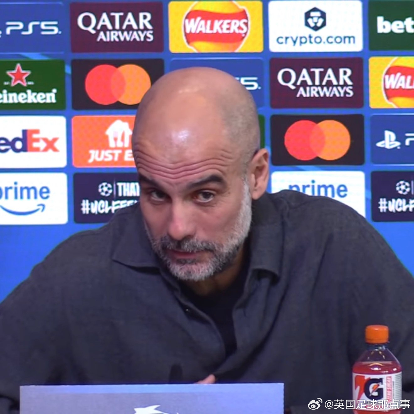 瓜迪奥拉：你们一直说欧冠出局（首回合0-3）将是巨大的失望，这个头条能持续多久？