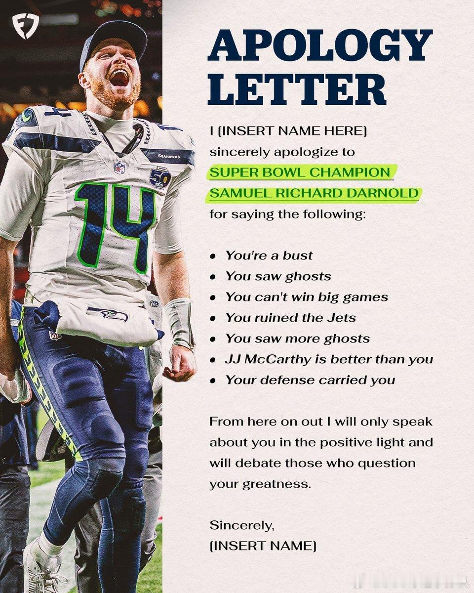 Sam Darnold也称为NFL历史上第一个辗转5支球队还能获得超级碗冠军的首