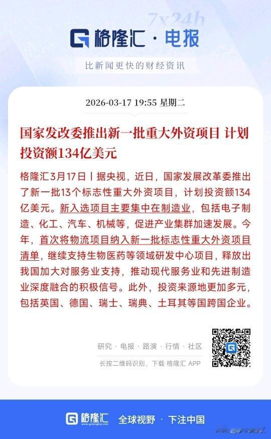 晚上，重大利好终于来了，这次A股该反弹了吧
晚上，发改委推出了一批重大项目，大部