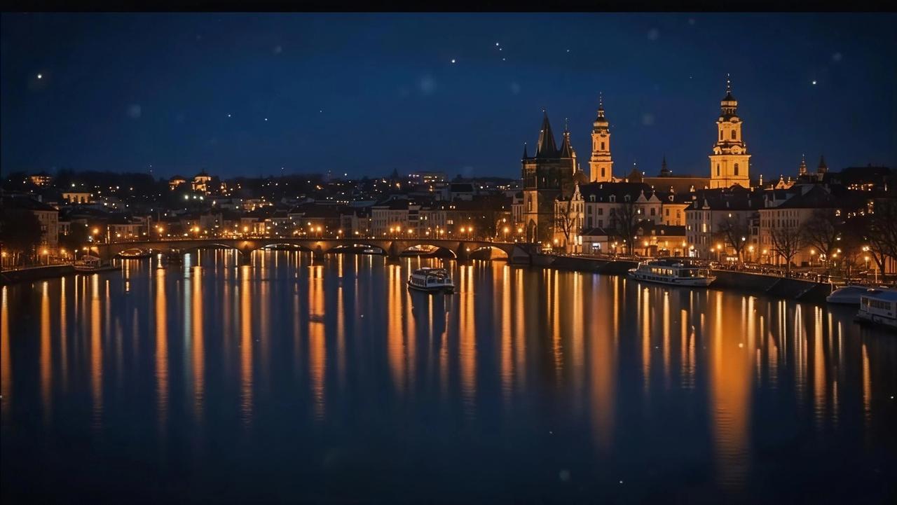 照片中，夜幕下的小城，景象绝美！灯火辉煌似梦幻之境，光影交错如织就绮梦。
于小城