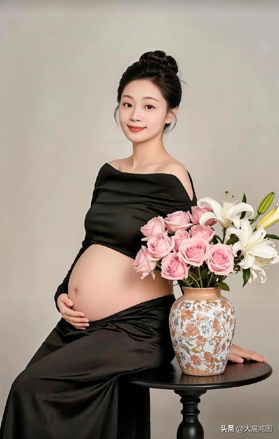 孕期的温婉时光，有粉玫瑰与白百合的浪漫相伴。孕期限定版照片 粉雾花漾孕照 花海孕