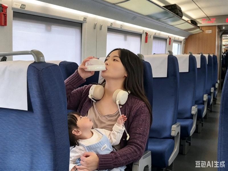 请看图：年轻宝妈脖颈上挂的是啥玩意儿？
起先以为是耳机。

再一看她在喝的那一只