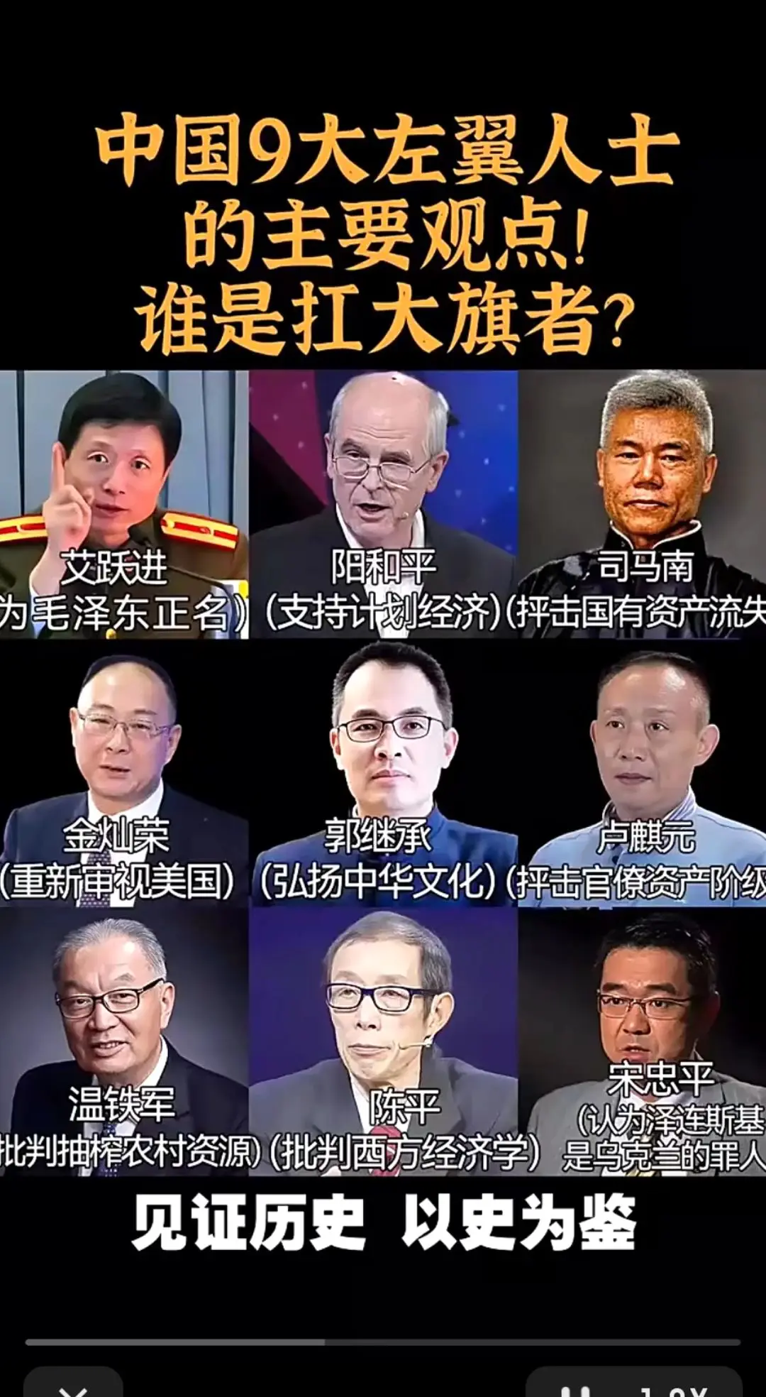 中国九大左翼支持中国人物的立场分析：谁在坚持抗议阵线？（素材来源于网络）