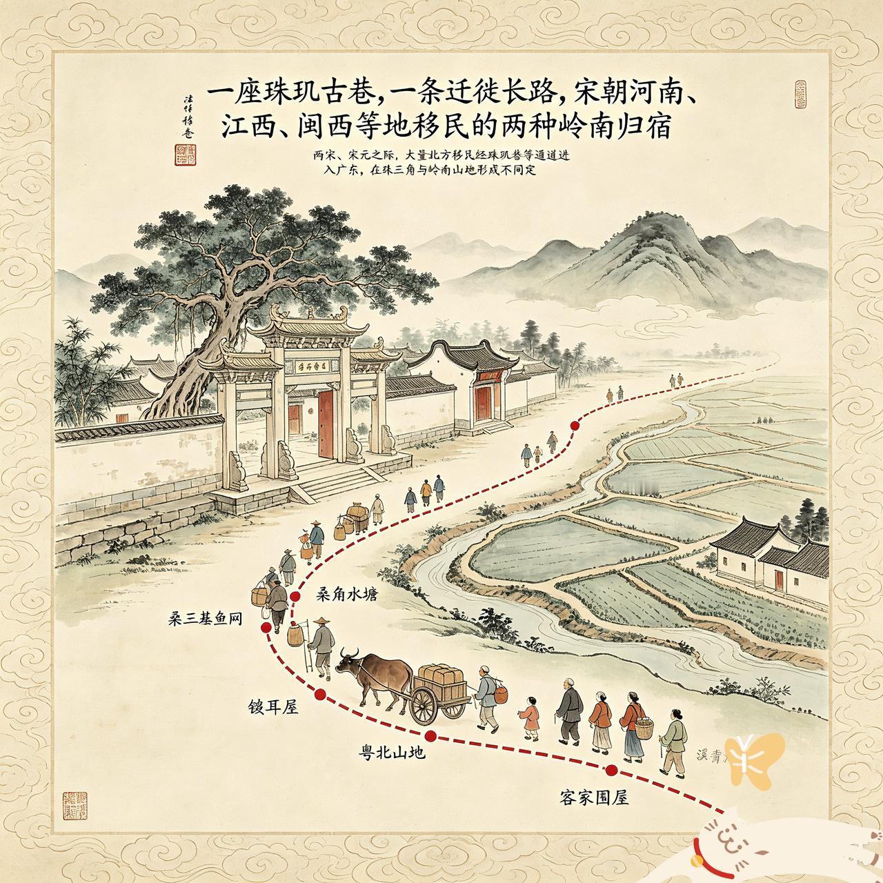 客家VS广府→→坚守VS融合。一座珠玑古巷，一条迁徙长路，宋朝河南、江西、闽西等