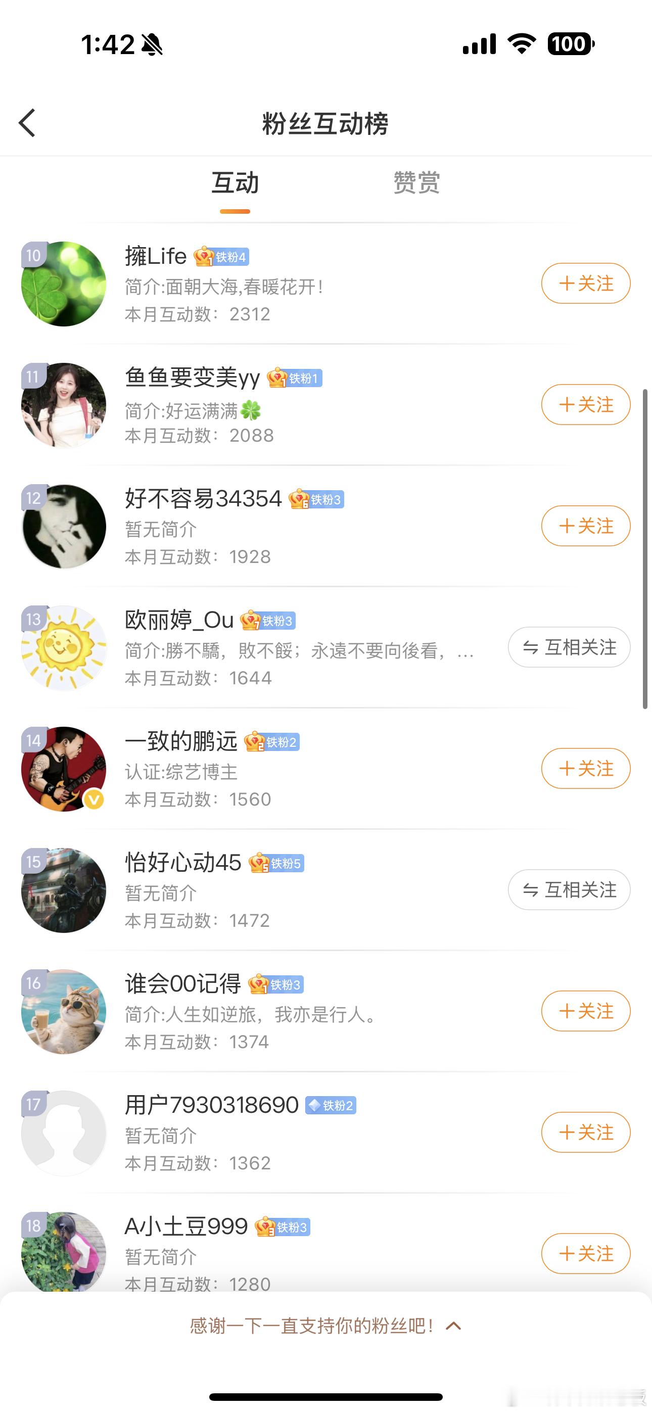 感觉大家为了互动榜 都只是冲前三  到了第五以后都是断崖式的 。你们说我要不要把
