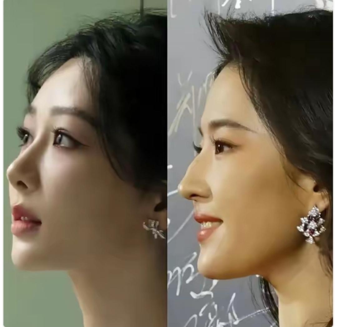 杨紫和刘亦菲侧颜，刘亦菲鼻子不好看，还是杨紫好看。
