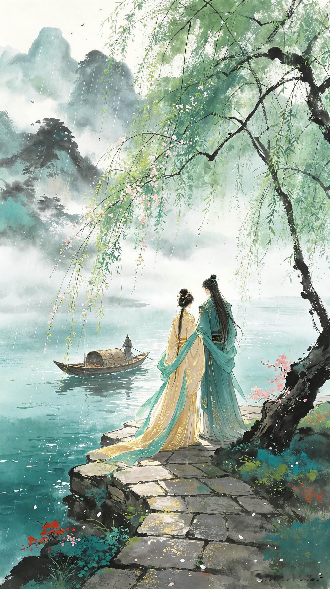 烟雨垂杨古渡头，
离歌一曲送行舟。
从今莫问春消息，
      
…………请师