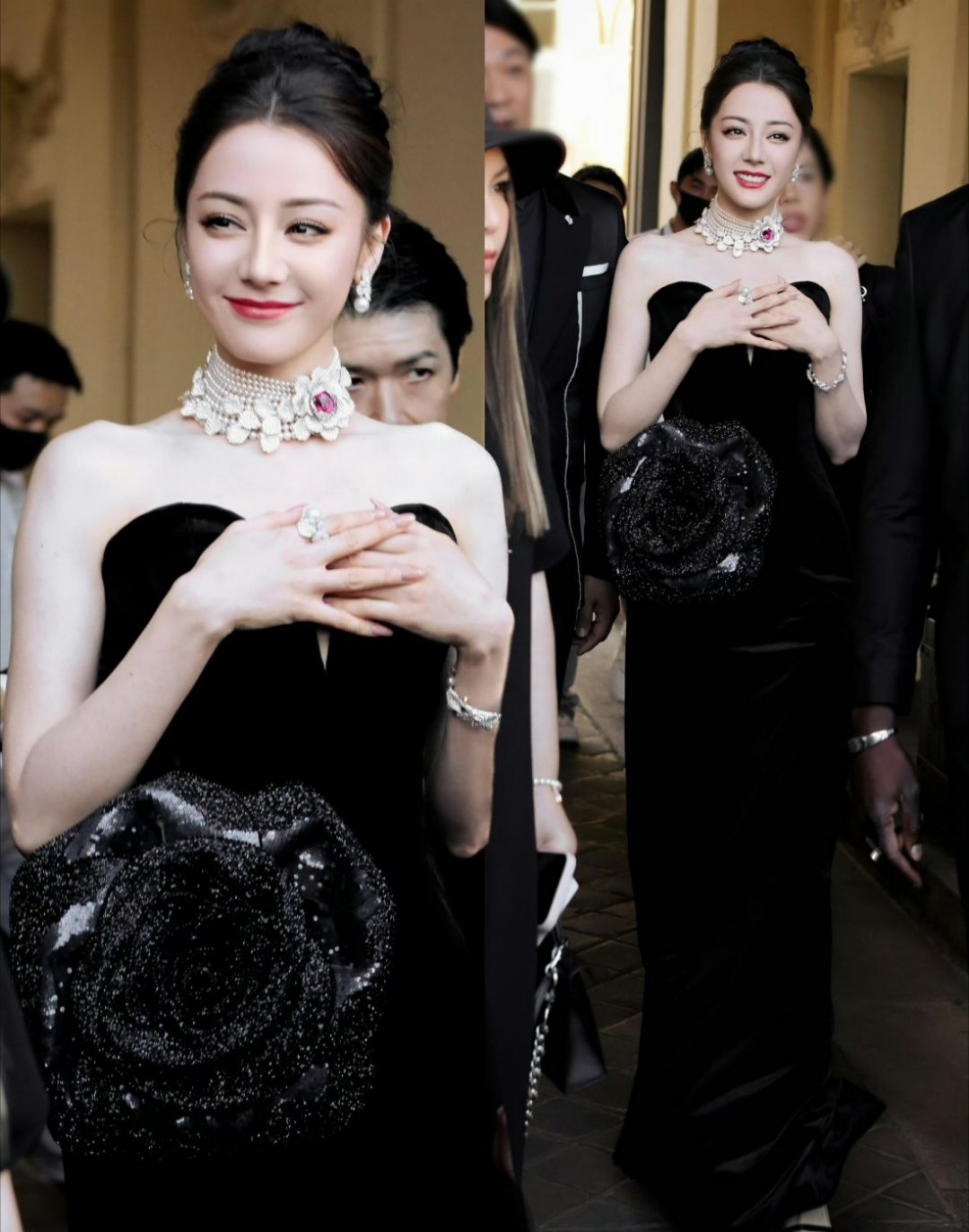 迪丽热巴黑丝绒玫瑰裙 全球代言人太美啦[爱你][爱你]美神降临耶[爱你][爱你]