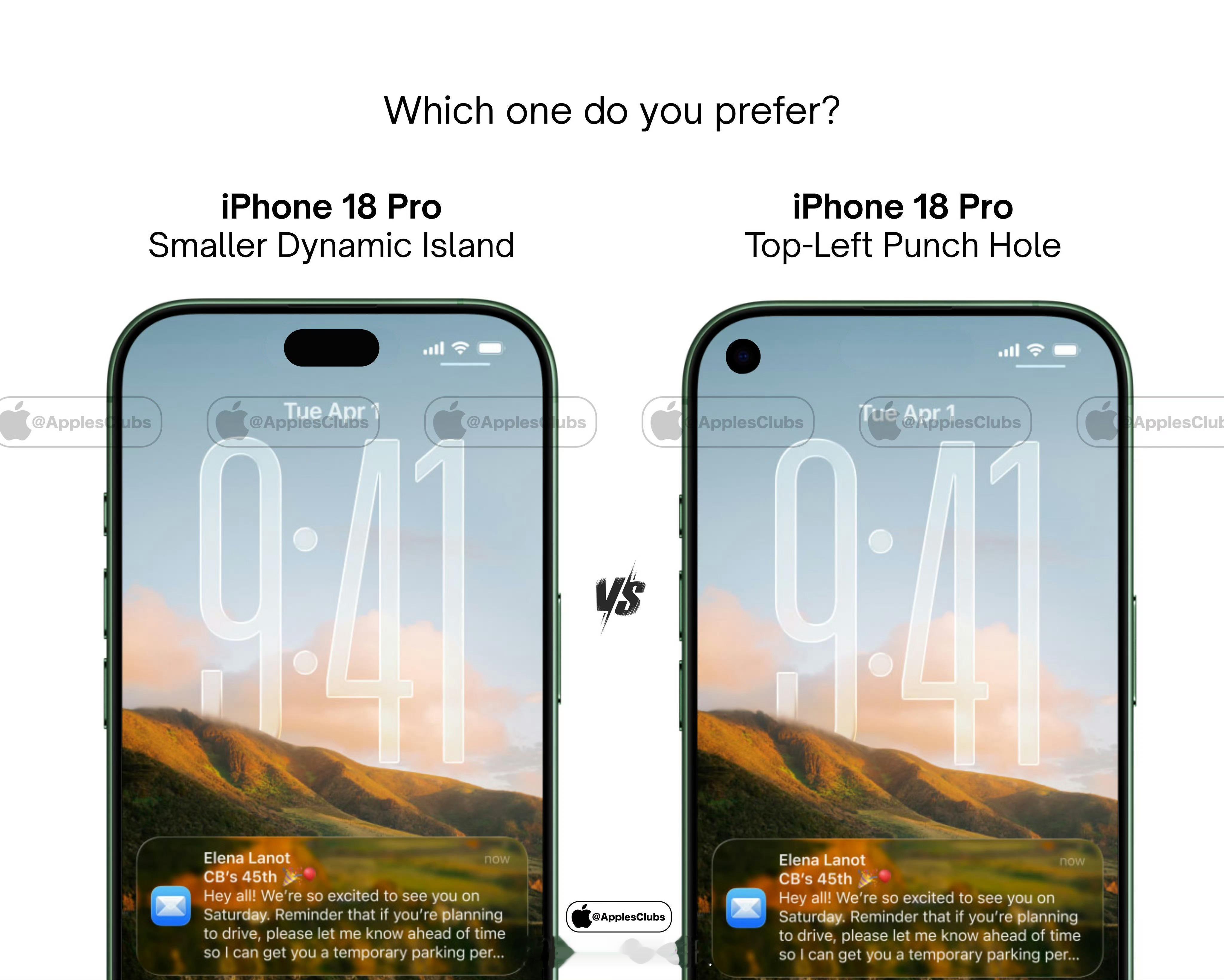 左边：iPhone居中打孔屏右边：iPhone左边打孔屏哪种更好看？？ ​​​