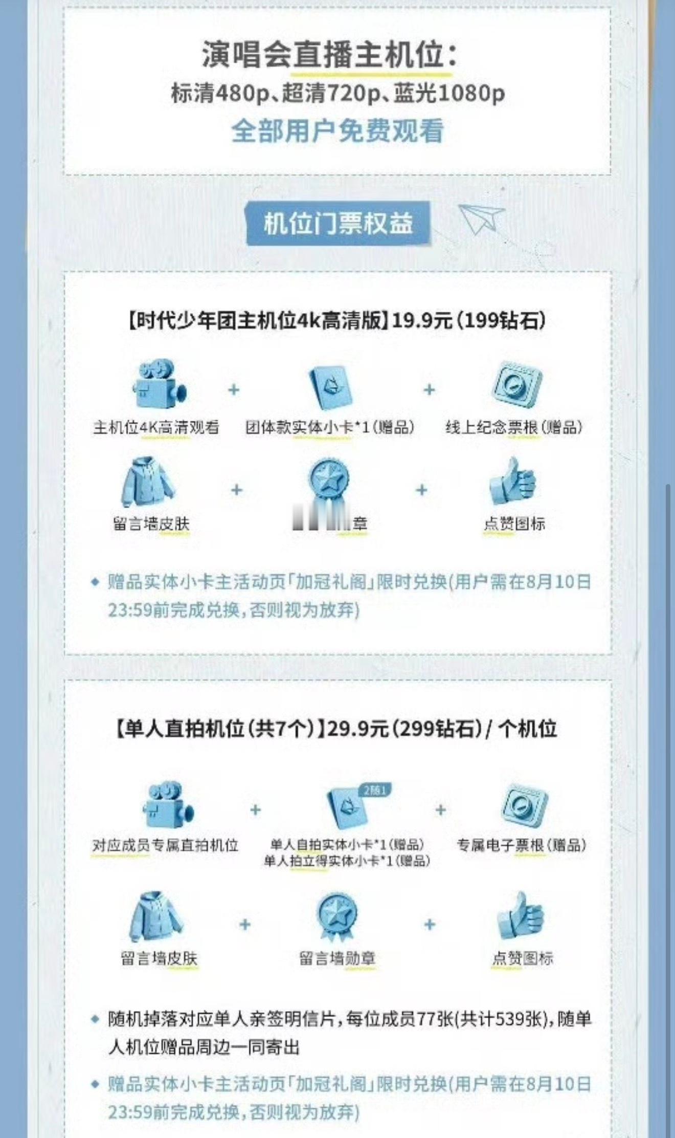 时代少年团演唱会直播价第一次见演唱会还有收费直播的，挺有意思，主机位1080P免