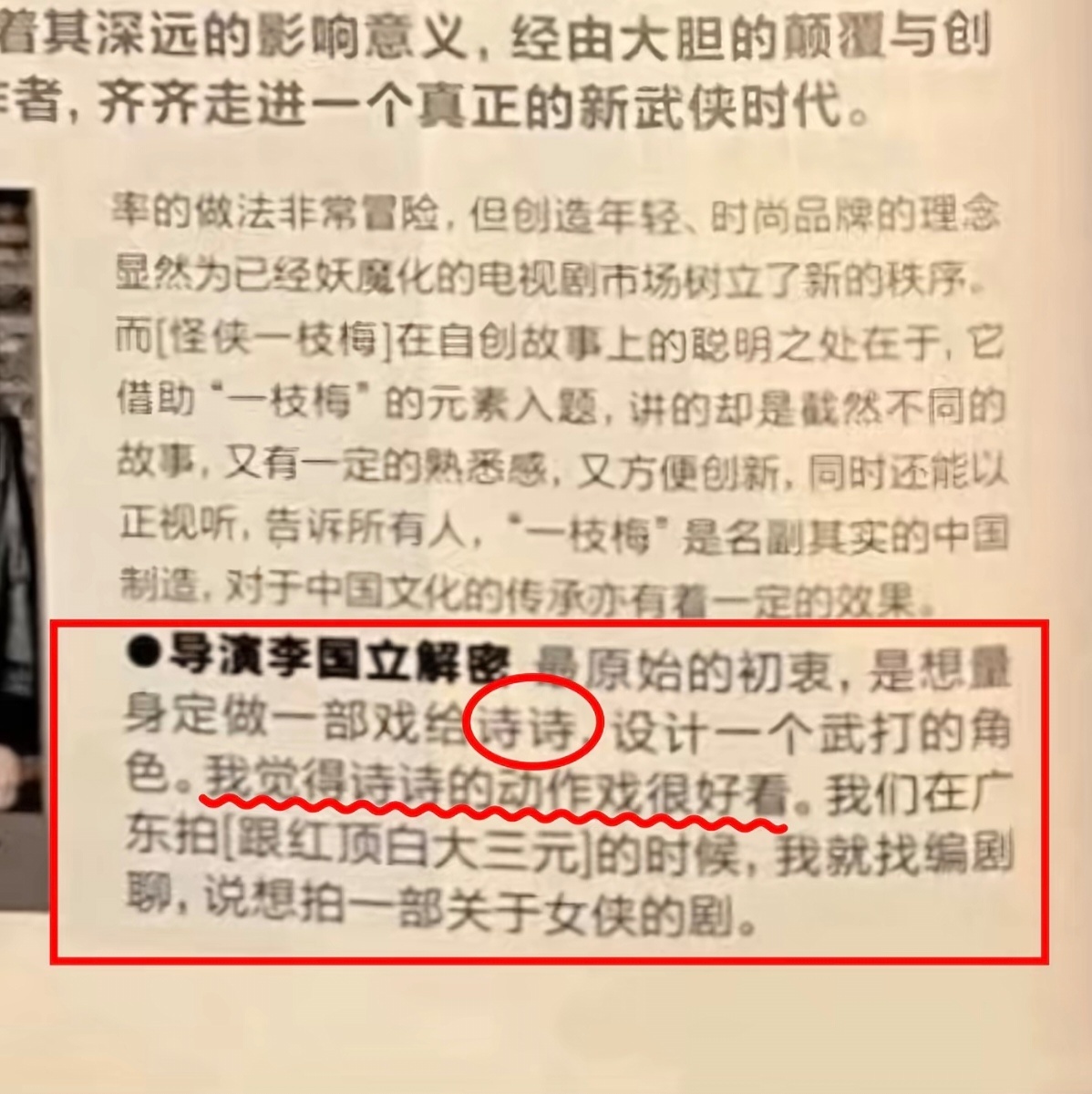 怪侠一枝梅最原始的初衷是为刘诗诗量身定做设计武打角色，因为导演觉得刘诗诗的打戏很