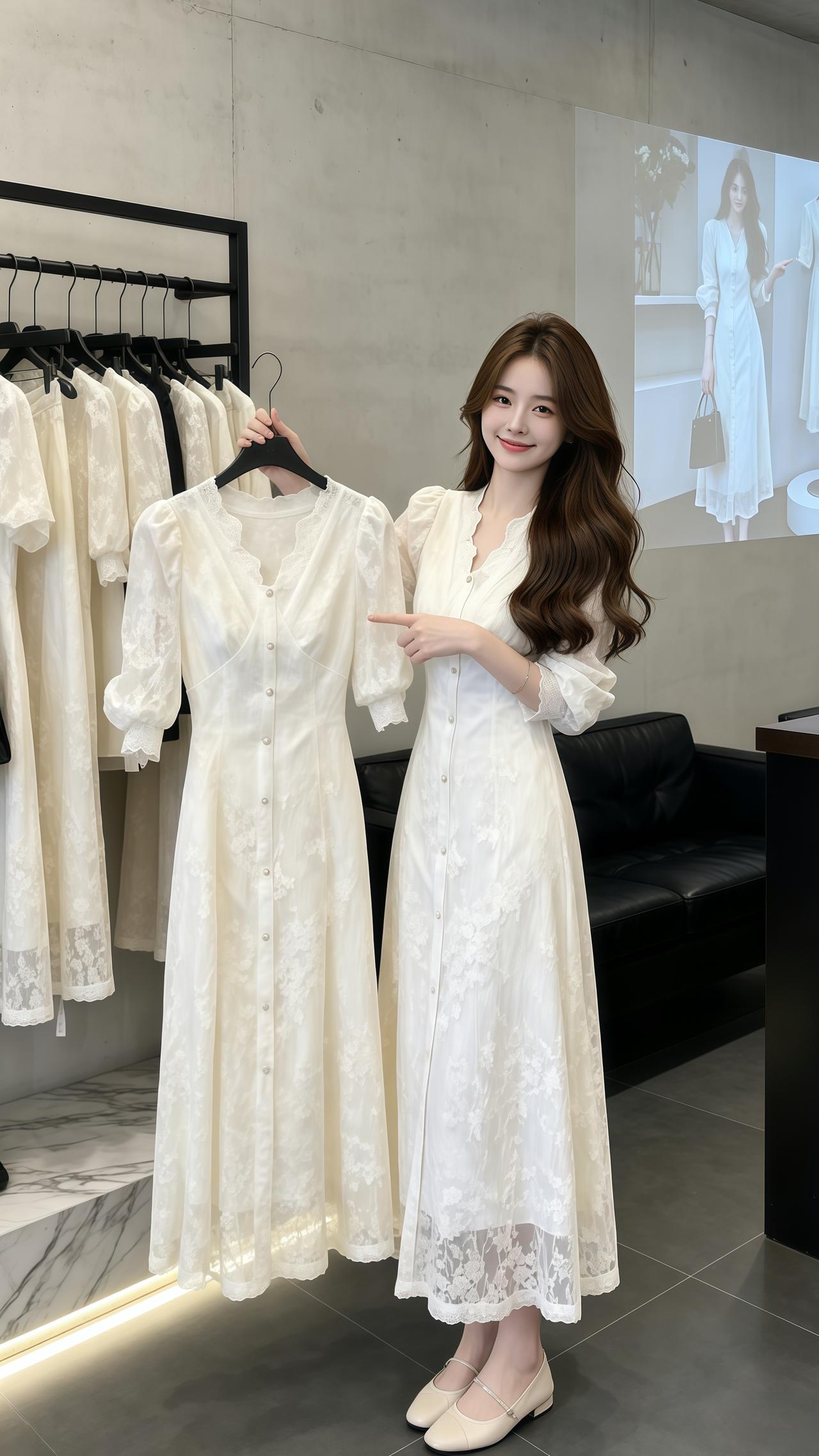 优雅气质蕾丝裙 气质蕾丝连衣裙 法式时尚轻奢蕾丝连衣裙 穿搭今天穿什么