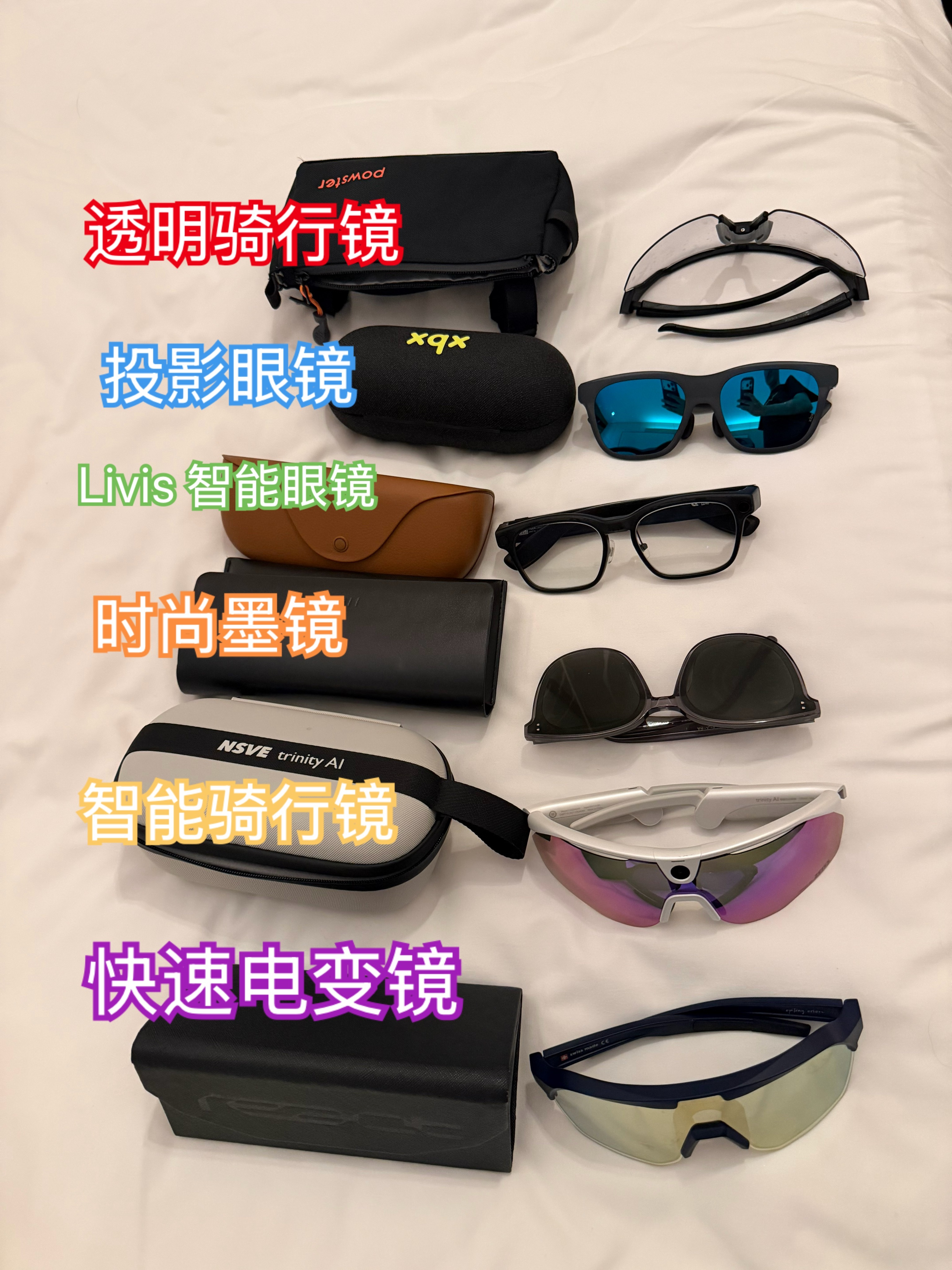 出差两天的骑行活动我带了 6 副眼镜而且全用得上