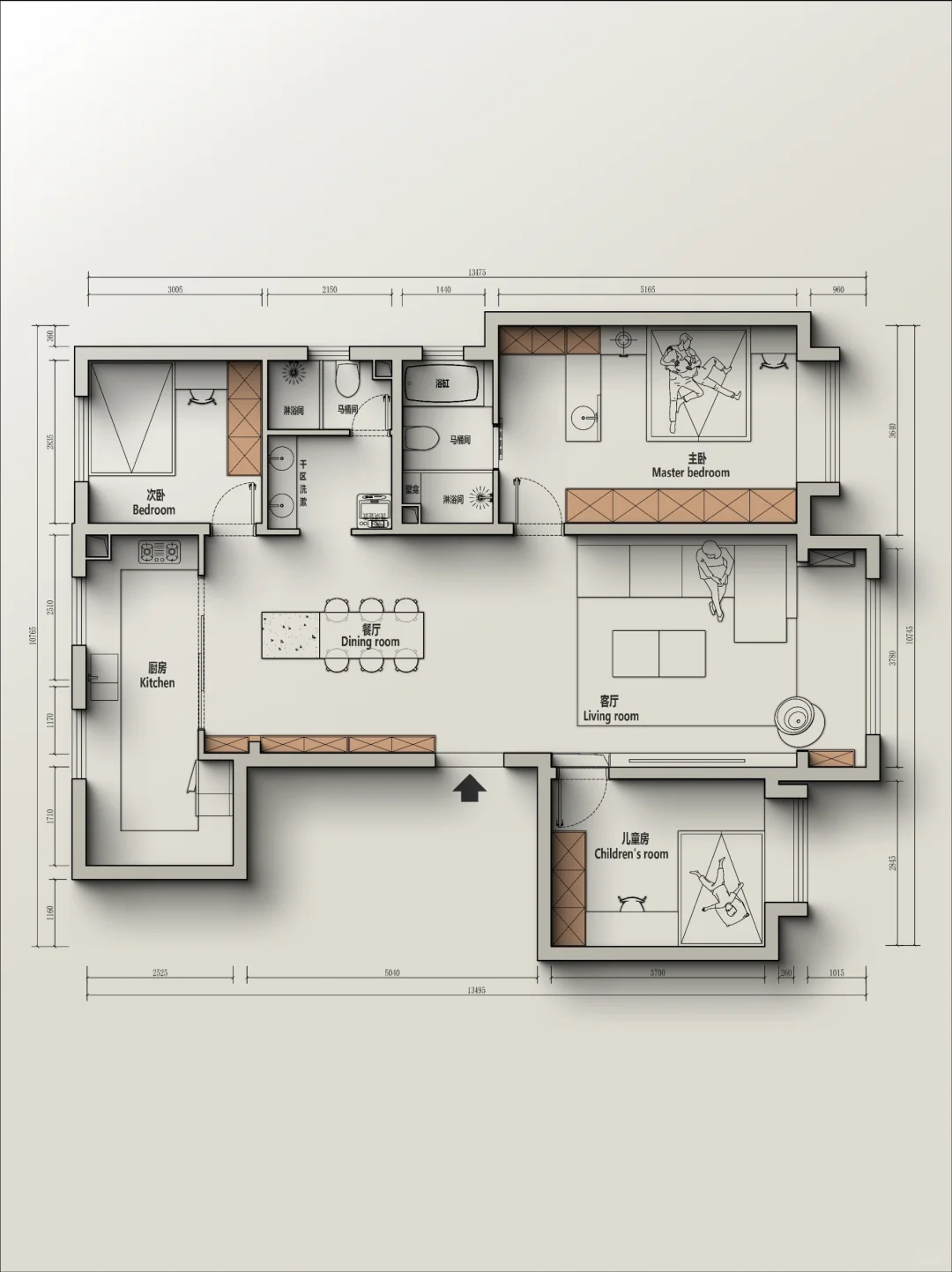 🍁户型改造丨河北100m²三室两卫户型优化