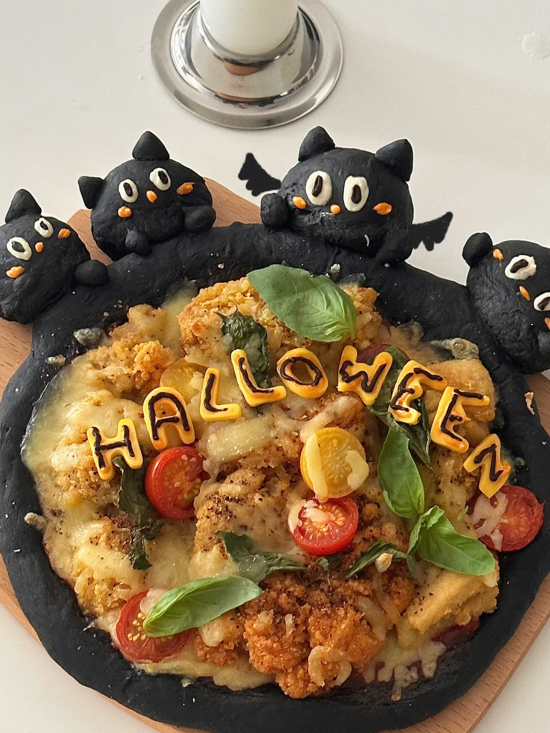 万圣节好吃的猫咪炸鸡披萨|附教程