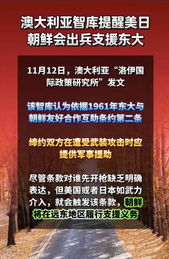 澳大利亚智库提醒：如日本武力介入台海，朝鲜必参战！日本武力介入将会自动触发《中朝