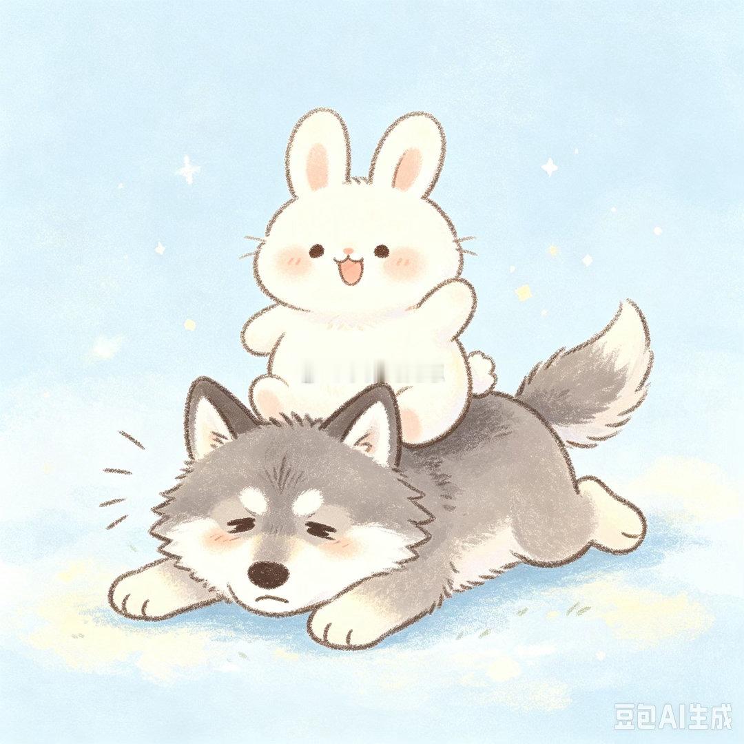 🐺的生活太平淡啦～所以我来捣乱喽这张图好可爱啊啊啊啊啊狼兔恋爱碎碎念