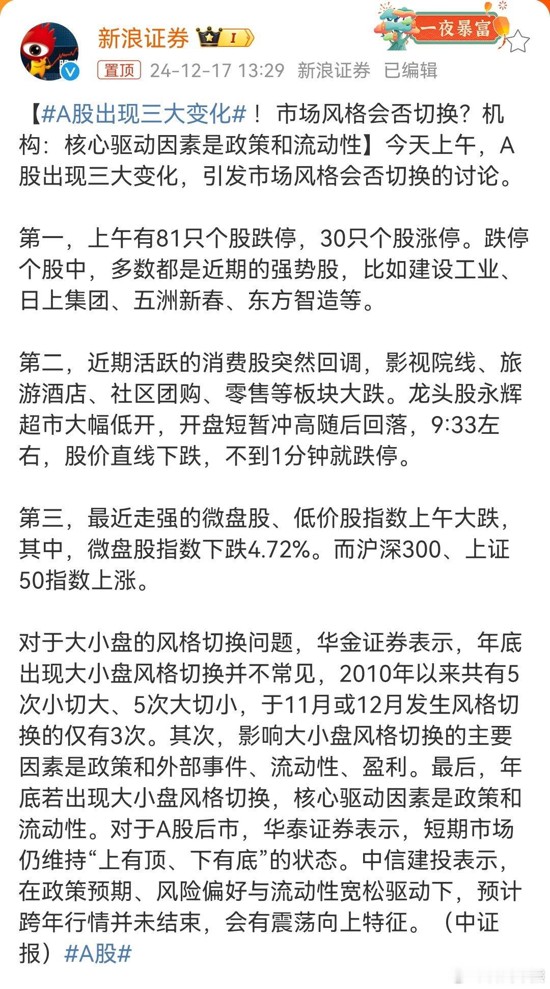 A股出现三大变化 A股出现三大下跌的变化，变着法下跌 