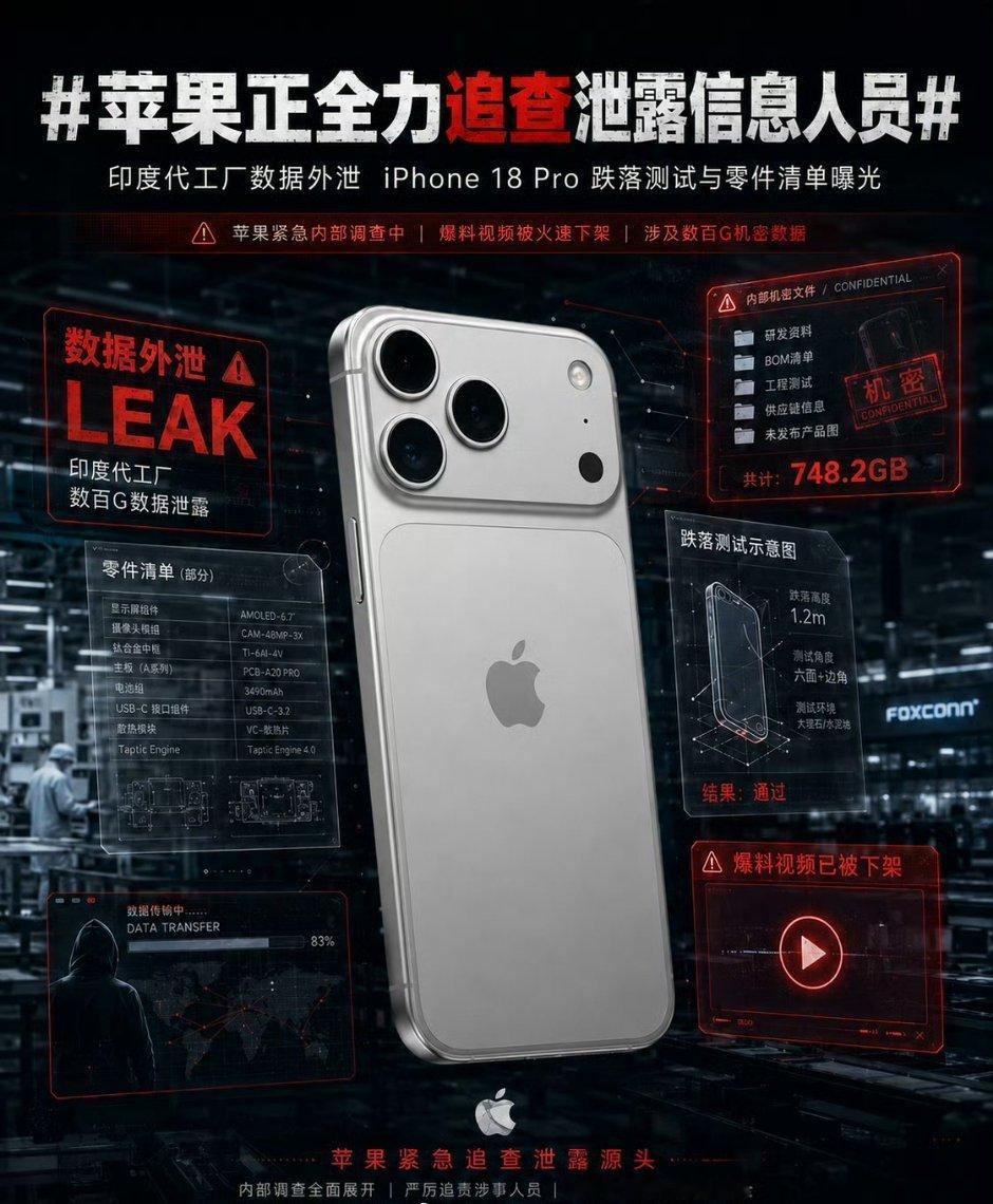 苹果正全力追查泄露信息人员库克自己都没有想到在交棒的最后时刻出了这种幺蛾子，印度