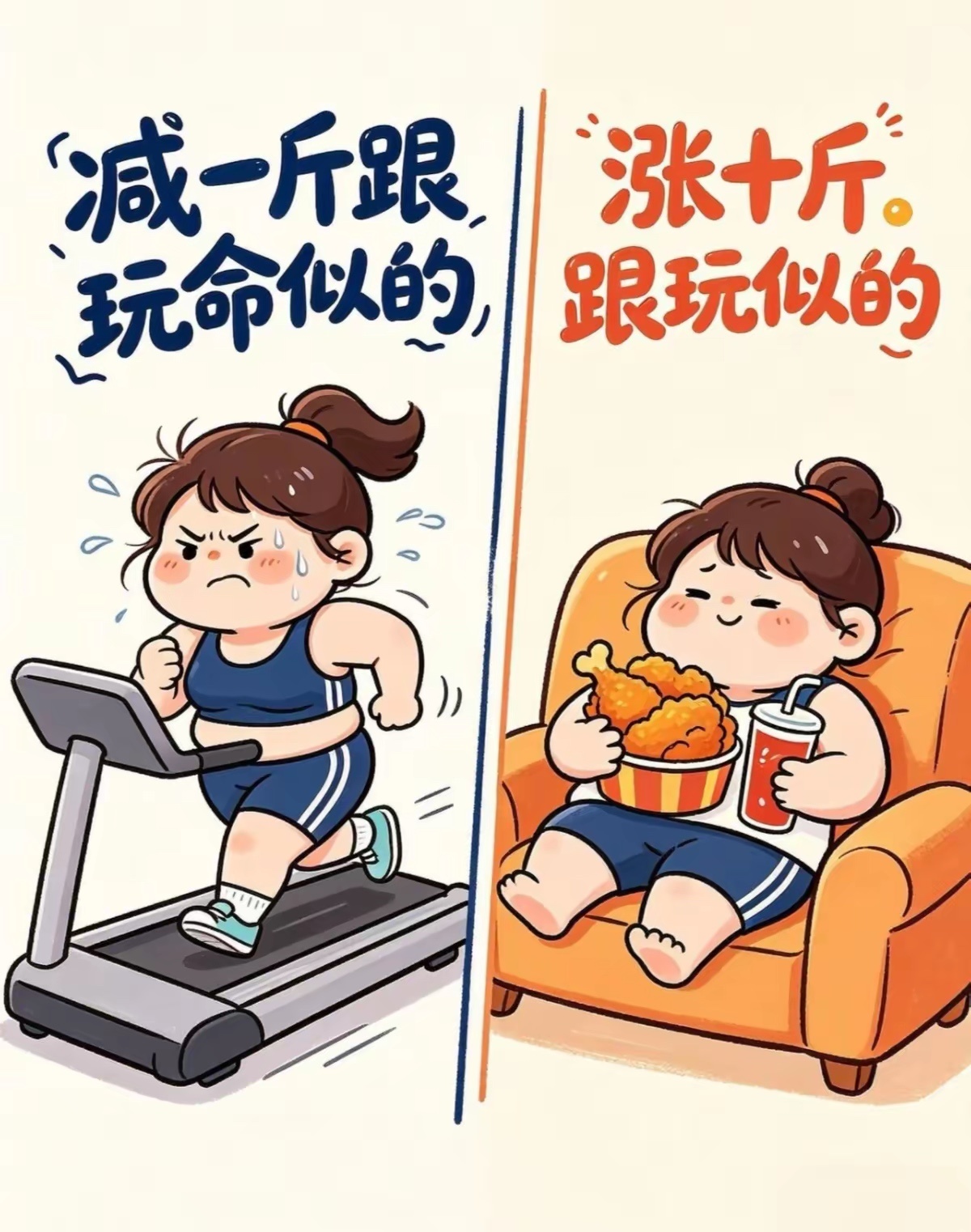 世界上最痛苦的三角恋我爱食物脂肪爱我小时候因为穷，吃了上顿没下顿，现在因为胖，吃