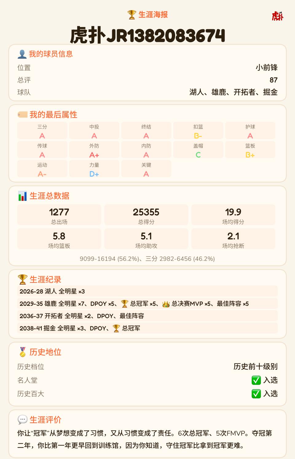 我创造的完美球员
这才历史前十吗[捂脸]