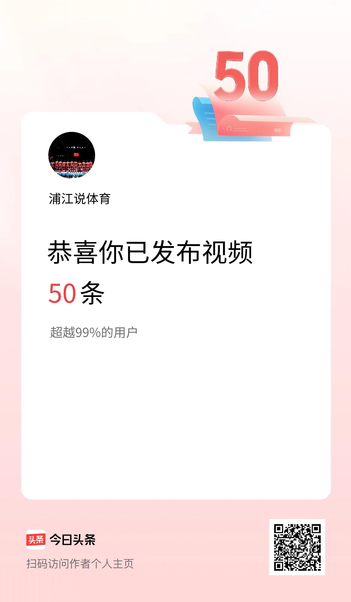 我在头条累计视频投稿50个