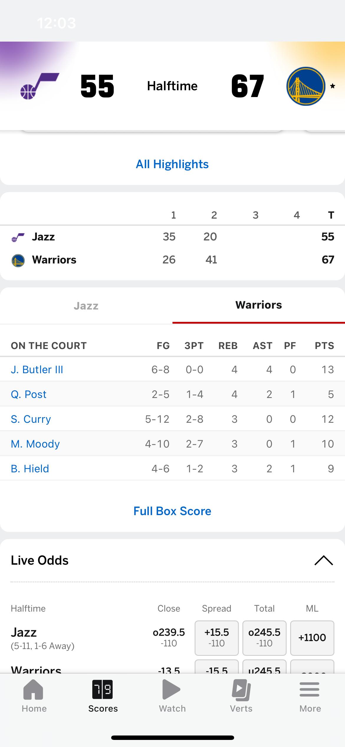 单节41-20，勇士反超爵士十分了，下半场别崩！ 