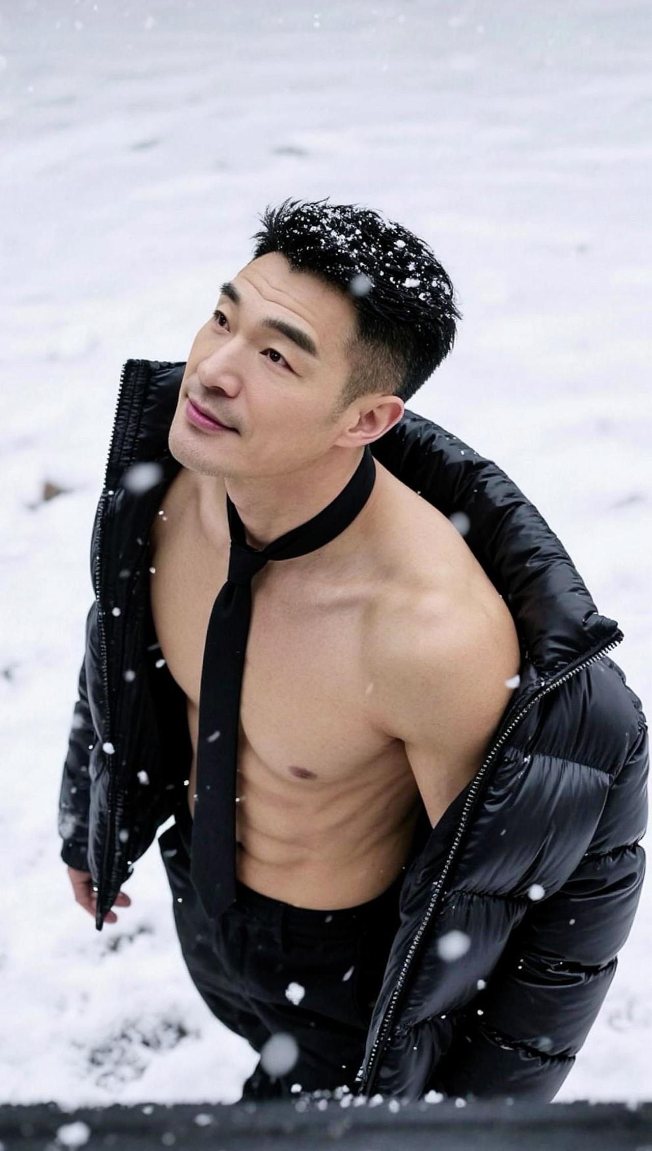 AI雪地型男写真  够不够野 一起野个好身材
