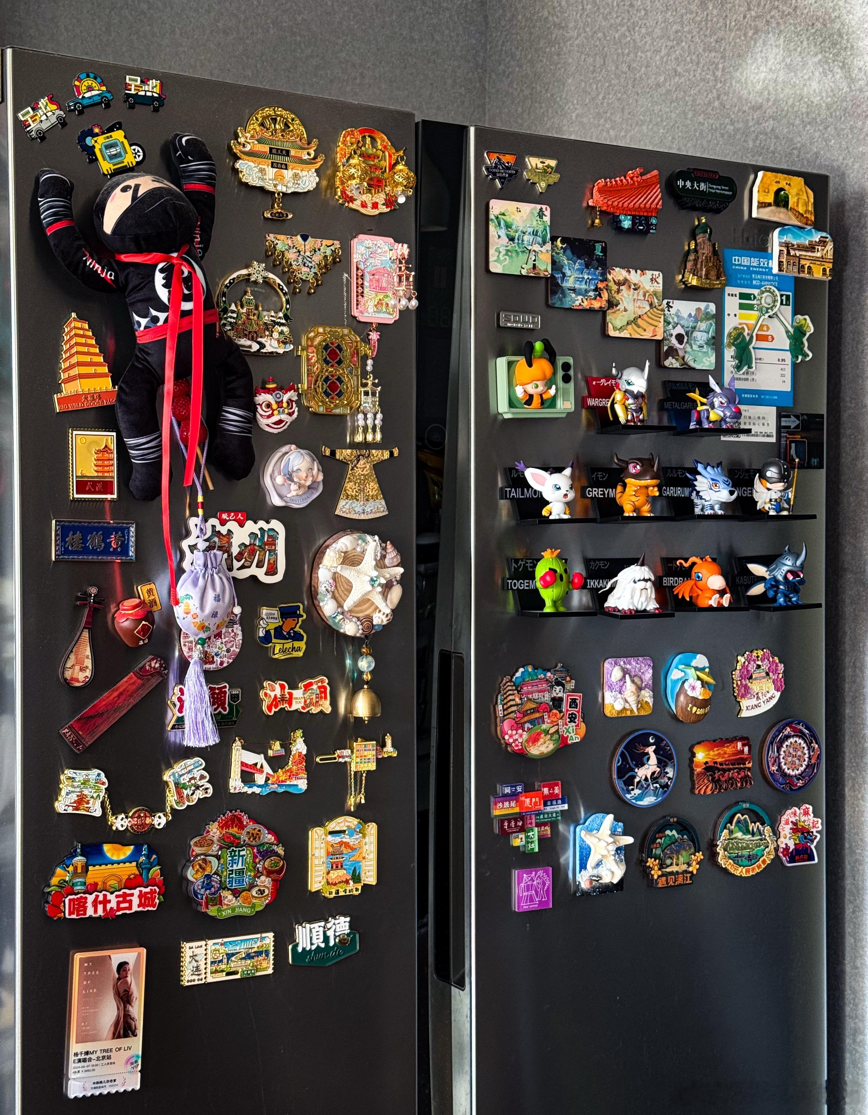 冰箱贴一定要经常挪挪位置这一大堆已经有不少和冰箱融为一体了但这套数码宝贝 每次开