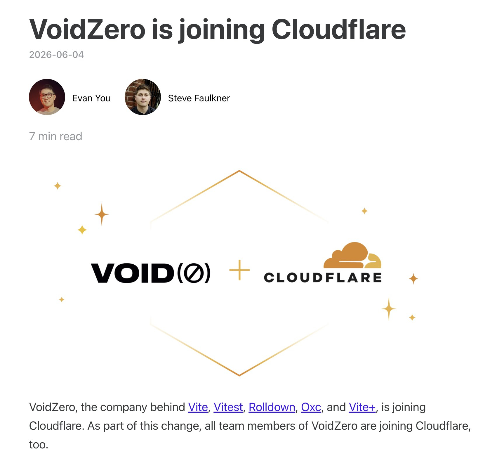 尤雨溪的 Vite / VoidZero 已被Cloudflare 收购