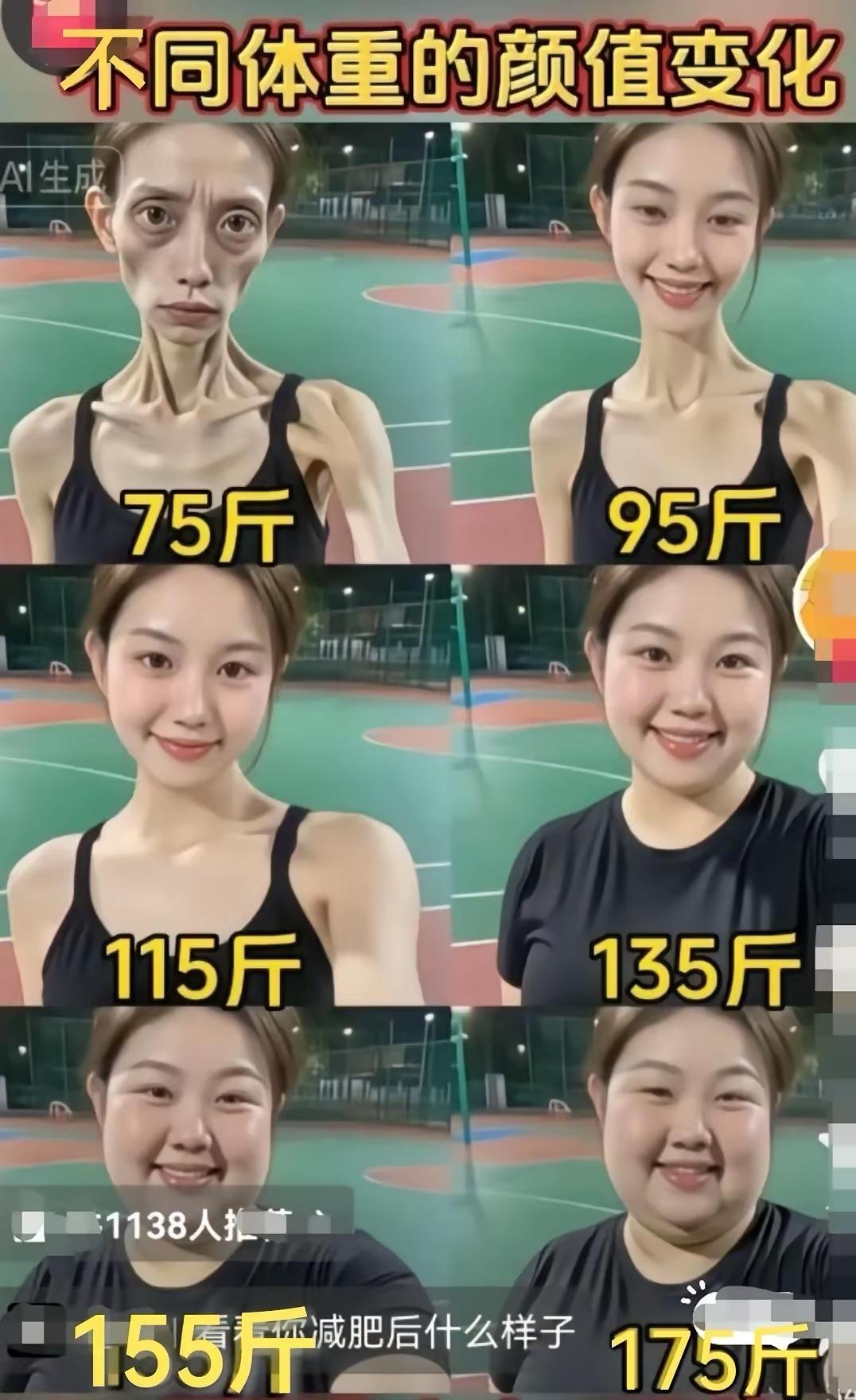一胖毁所有，太瘦也不行。75斤，瘦骨嶙峋，气色差，成鬼了，万万不可取。人们在95