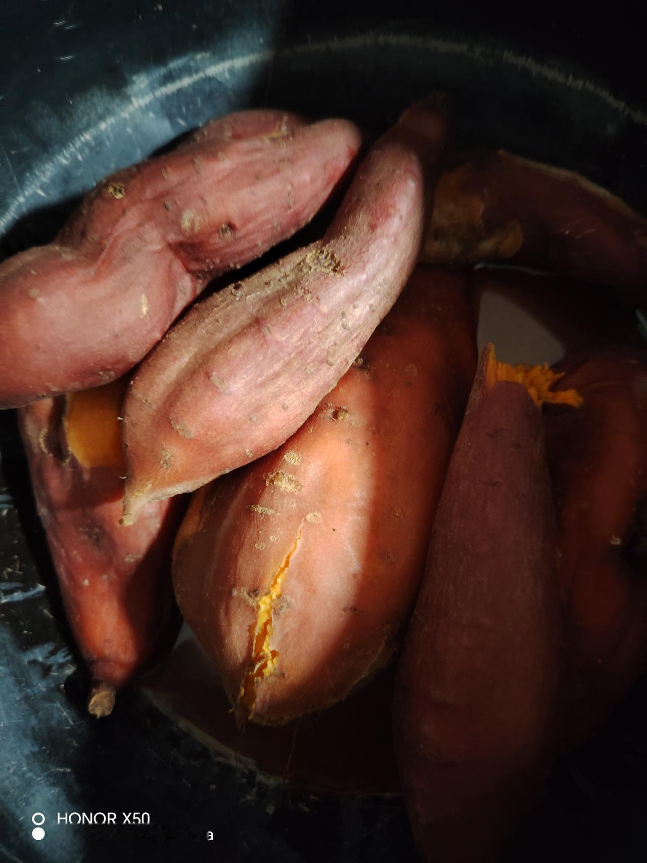 今天蒸的红薯，又甜又糯，可好吃了！