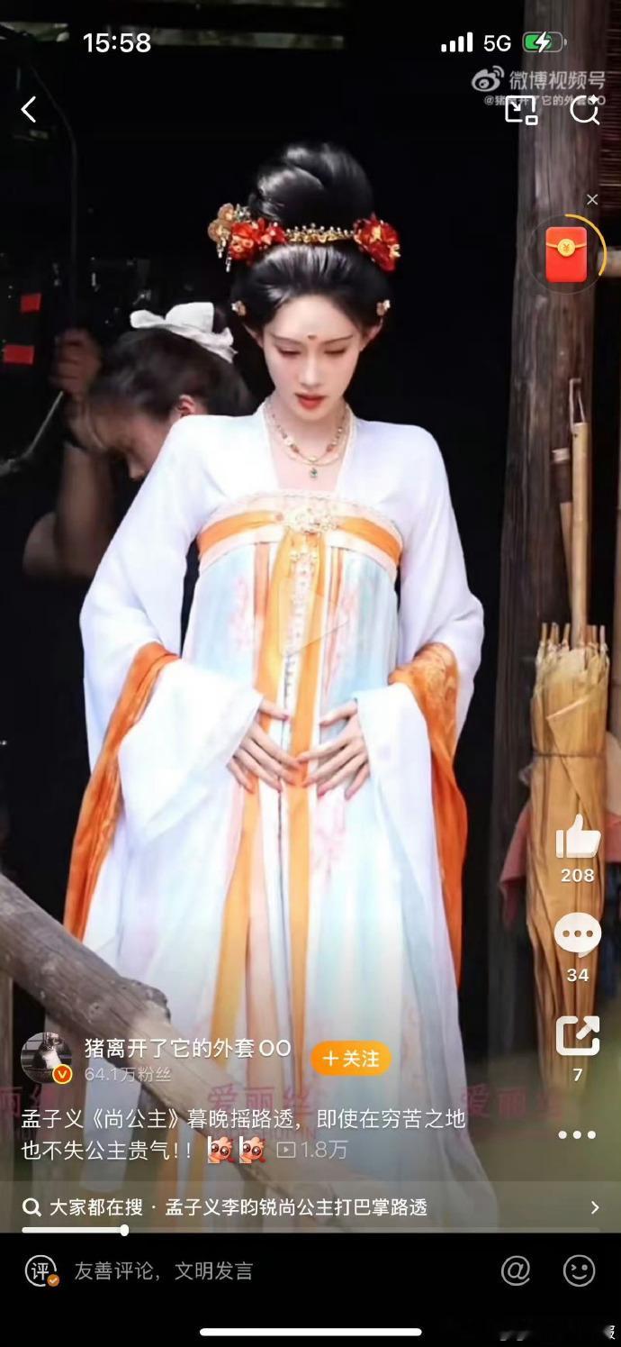 孟子义尚公主垫肩孟子义戏服垫肩 孟子义饰演暮晚摇的路透流出，绛红披风搭配 “12