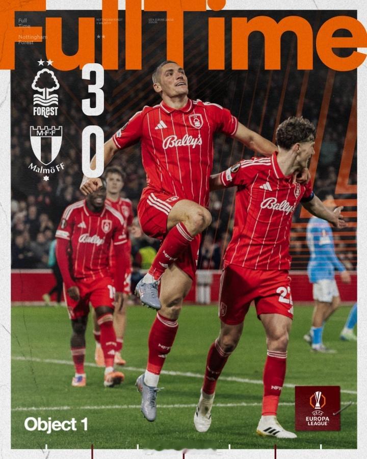 换帅如换刀⚔️森林近3场欧联1球不失拿下7分，击败波尔图和马尔默，战平格拉茨风暴