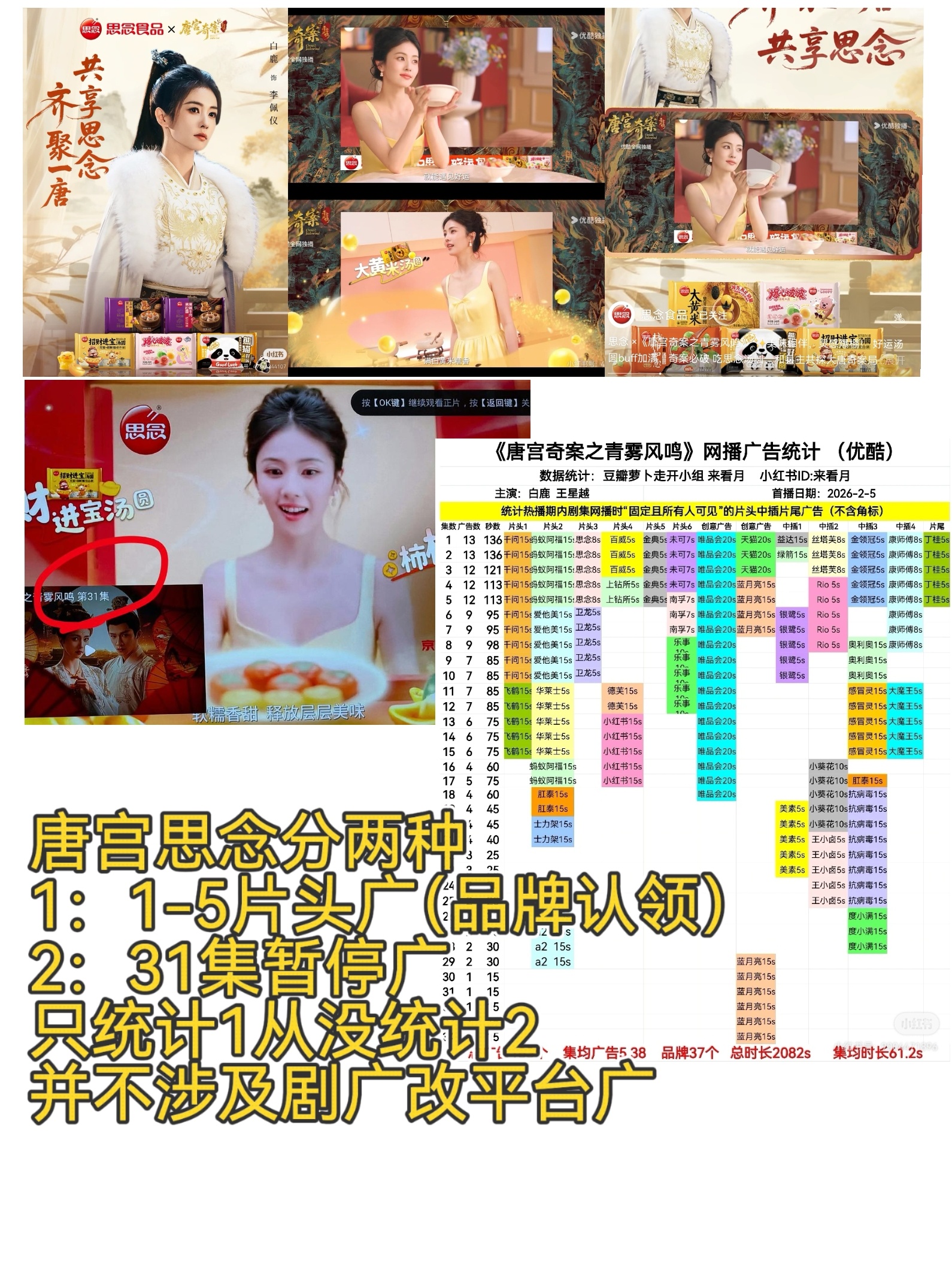 唐宫奇案 思念广说明片头广1-5被品牌认领被统计后面31的暂停广从未被统计清清白