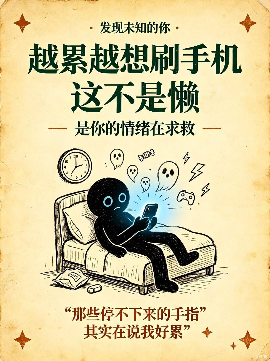 晚上11点，你明明已经困到眼睛打架，手指却还在机械地刷短视频。你告诉自己"再看最