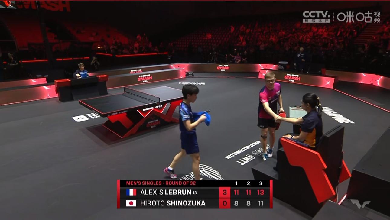 A勒布伦3比0篠塚大登首次晋级WTT大满贯单打第三轮 