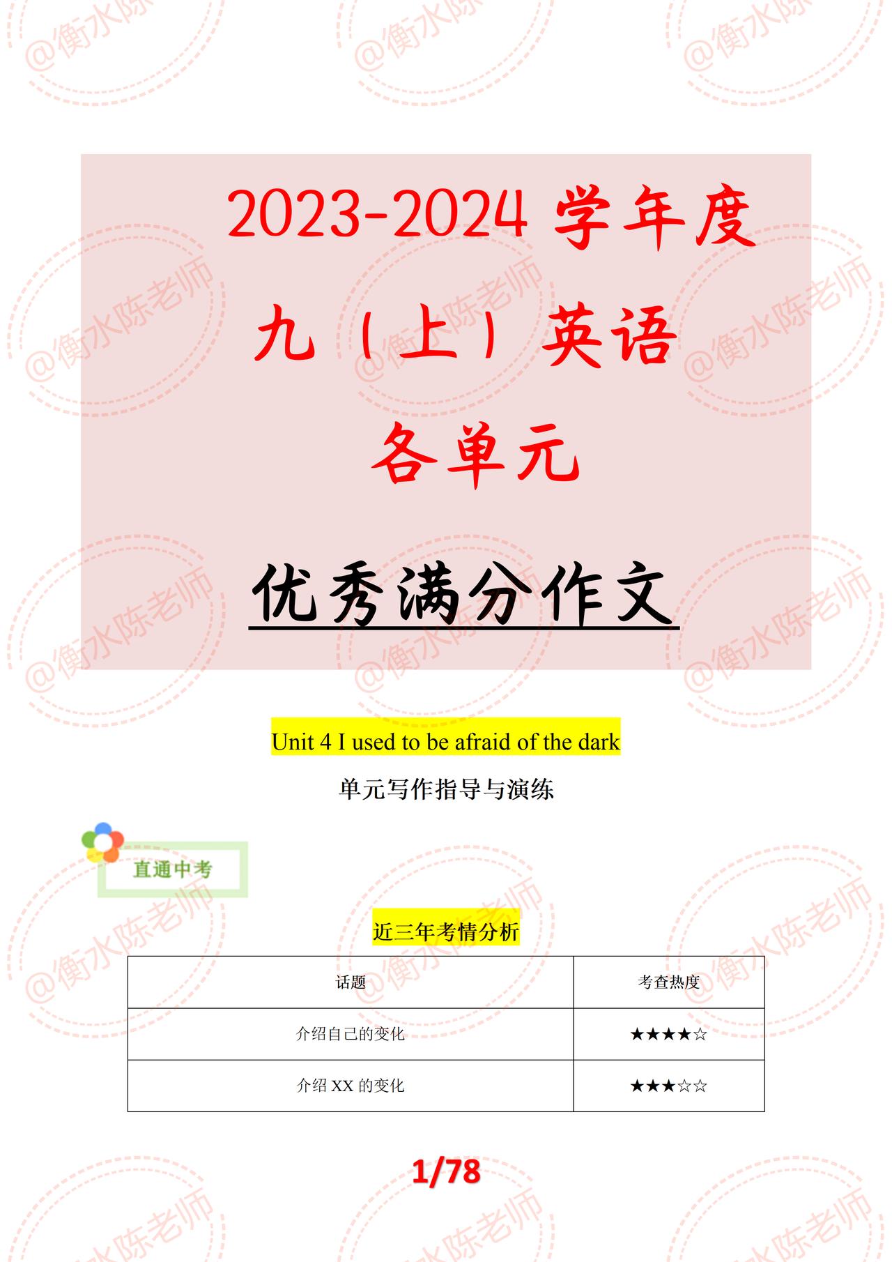 大家好！今天为大家带来的是九年级上学期英语各单元必背优秀满分作文范文！
那么，如